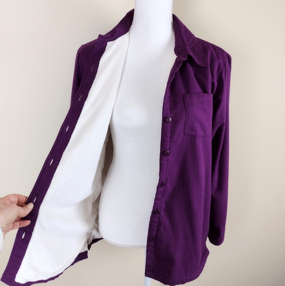 L.L. Bean Jackets & Blazers - L.L. Bean Purple Flannel Button Down Lined Shacket Sz S